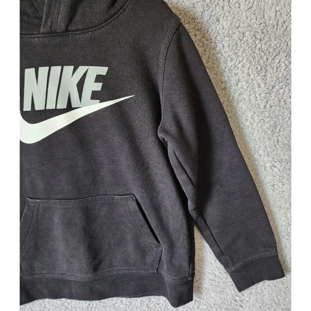 Nike Black Swoosh Logo Kangaroo Pocket Basic‎ Pullover Hoodie Youth Size Large 7